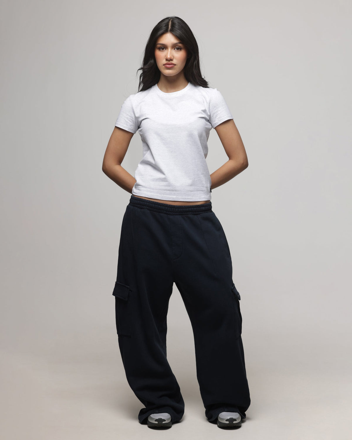 AMERICAN THRIFT American Thrift Women's Shrunken T-Shirt Grey Heather