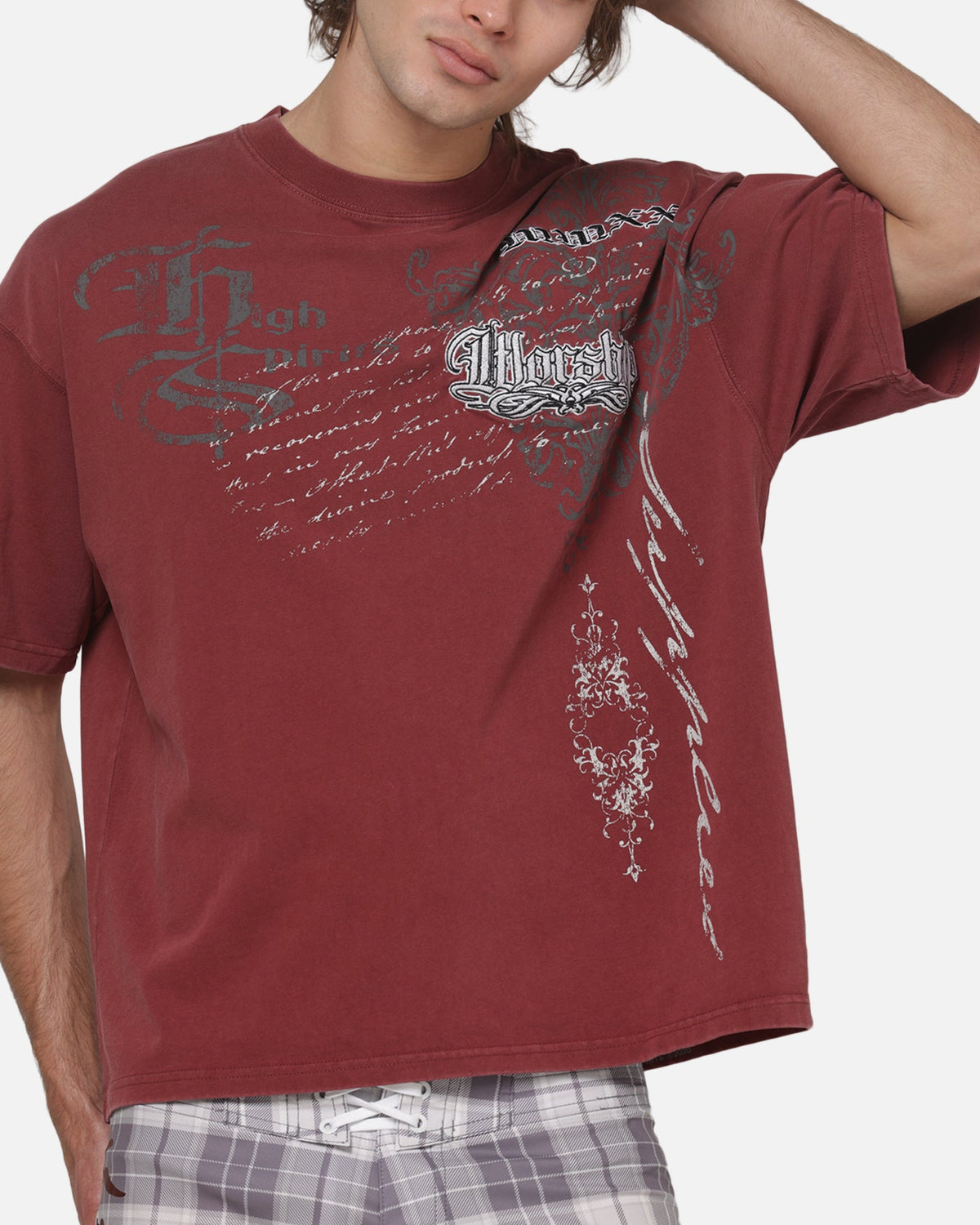 WORSHIP Classic Worship Catharsis Box Crop T-Shirt Port Wine