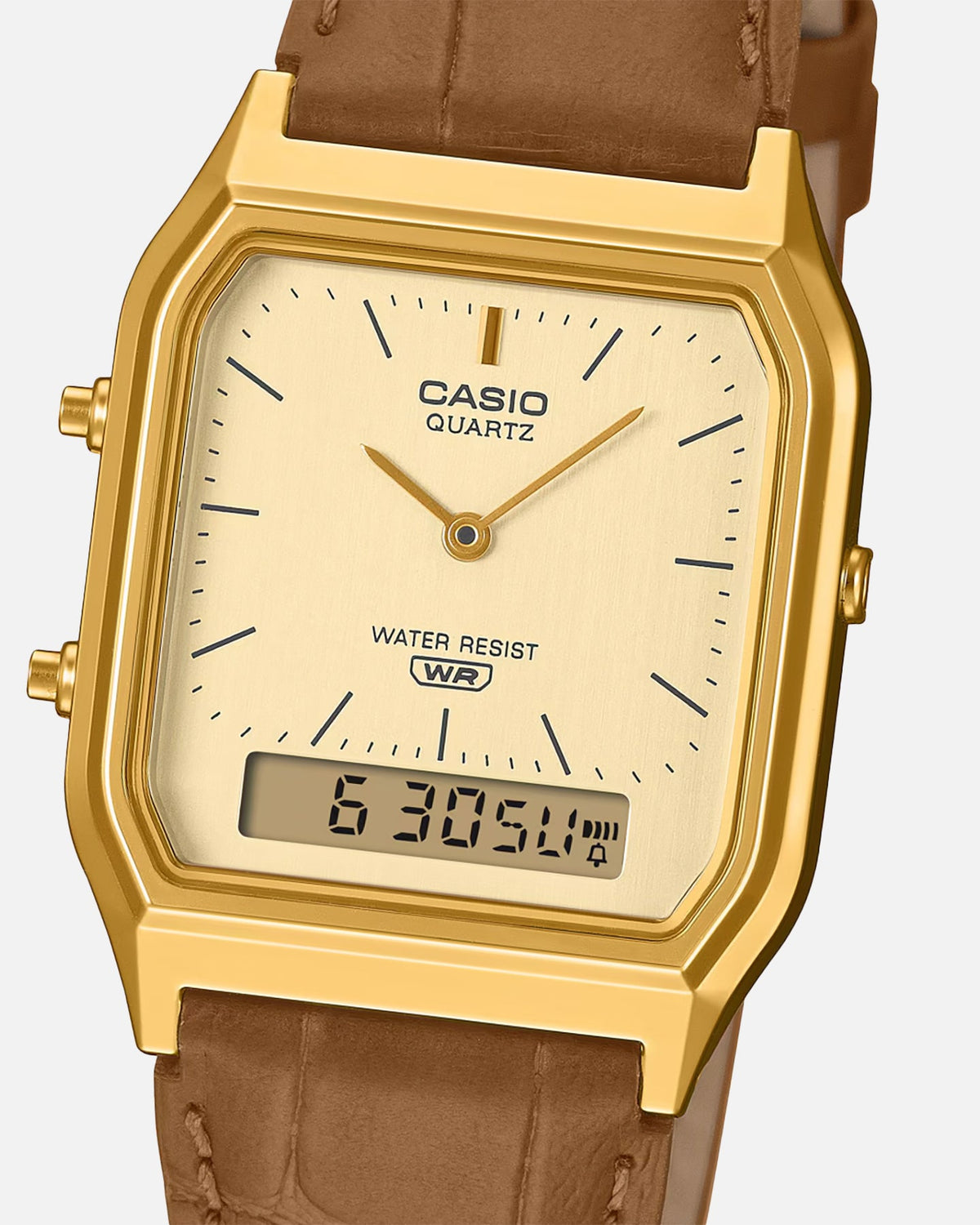 CASIO Casio AQ230EGL-9A Watch Black/Gold/Tan