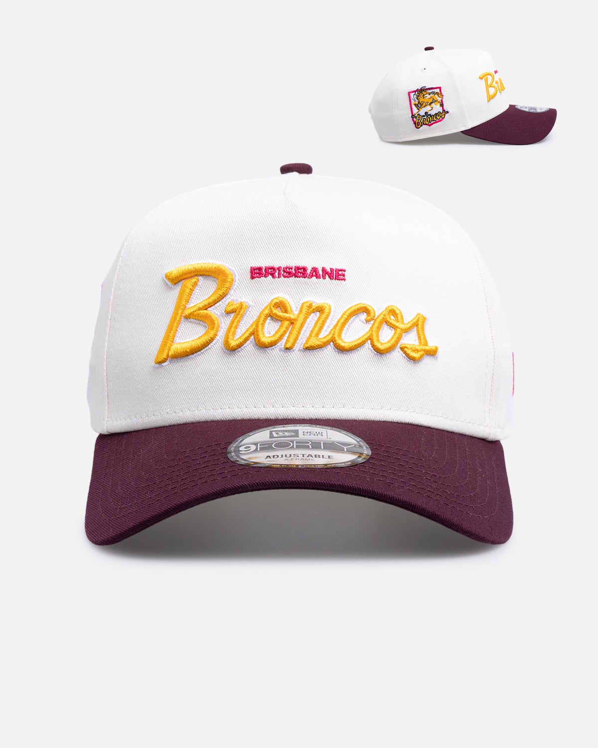 New Era Classic New Era Brisbane Broncos 'Chrome Script' 9FORTY A-Frame Snapback Official Team Colour