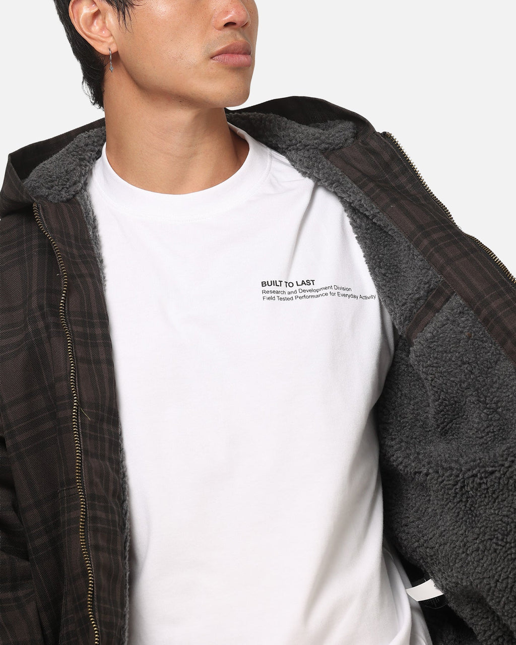 CARRE Carre Sherpa Lined Zip Hoodie Black Plaid