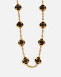SAINT MORTA Saint Morta Onyx Clover Necklace Gold
