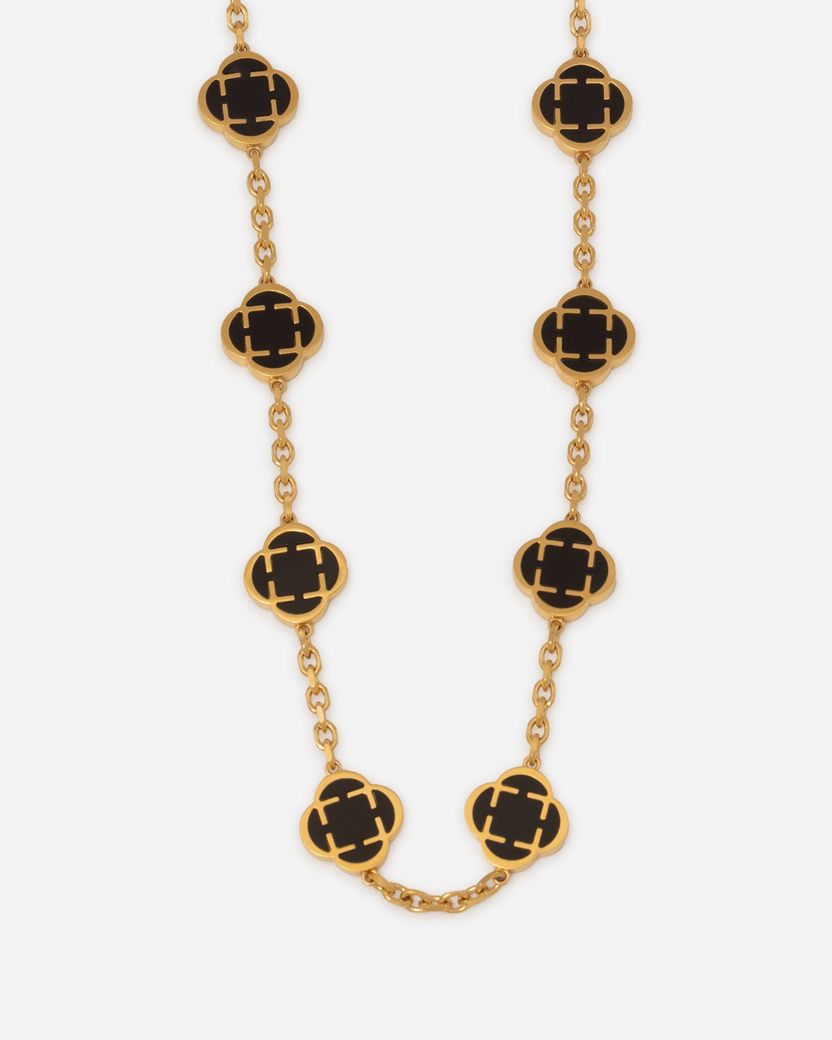 SAINT MORTA Saint Morta Onyx Clover Necklace Gold