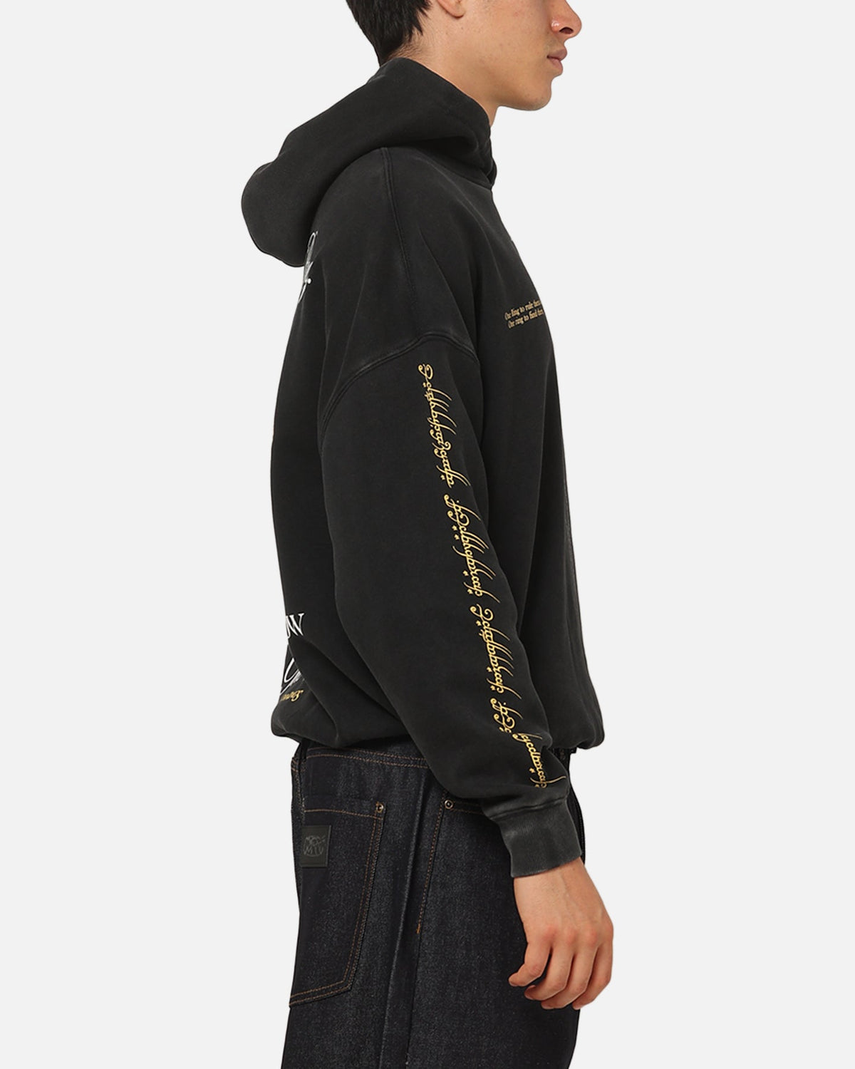 73Studio 73Studio X The Lord Of The Rings The Ring Hoodie Black Acidwash
