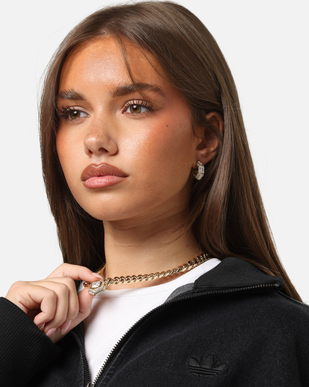 GUESS MAINLINE Guess Mainline Women's Lioness Queen Octagon Hoop Earrings Gold