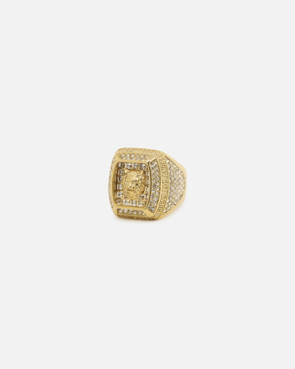GUESS MAINLINE Guess Mainline 14mm Lion Pave Signet Ring Gold