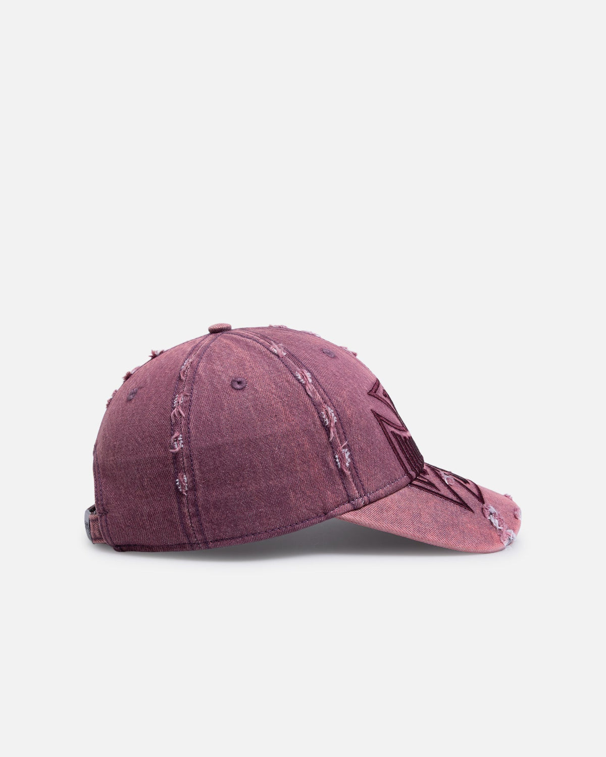VON DUTCH Von Dutch Cross Distressed Strapback Cap Burgundy