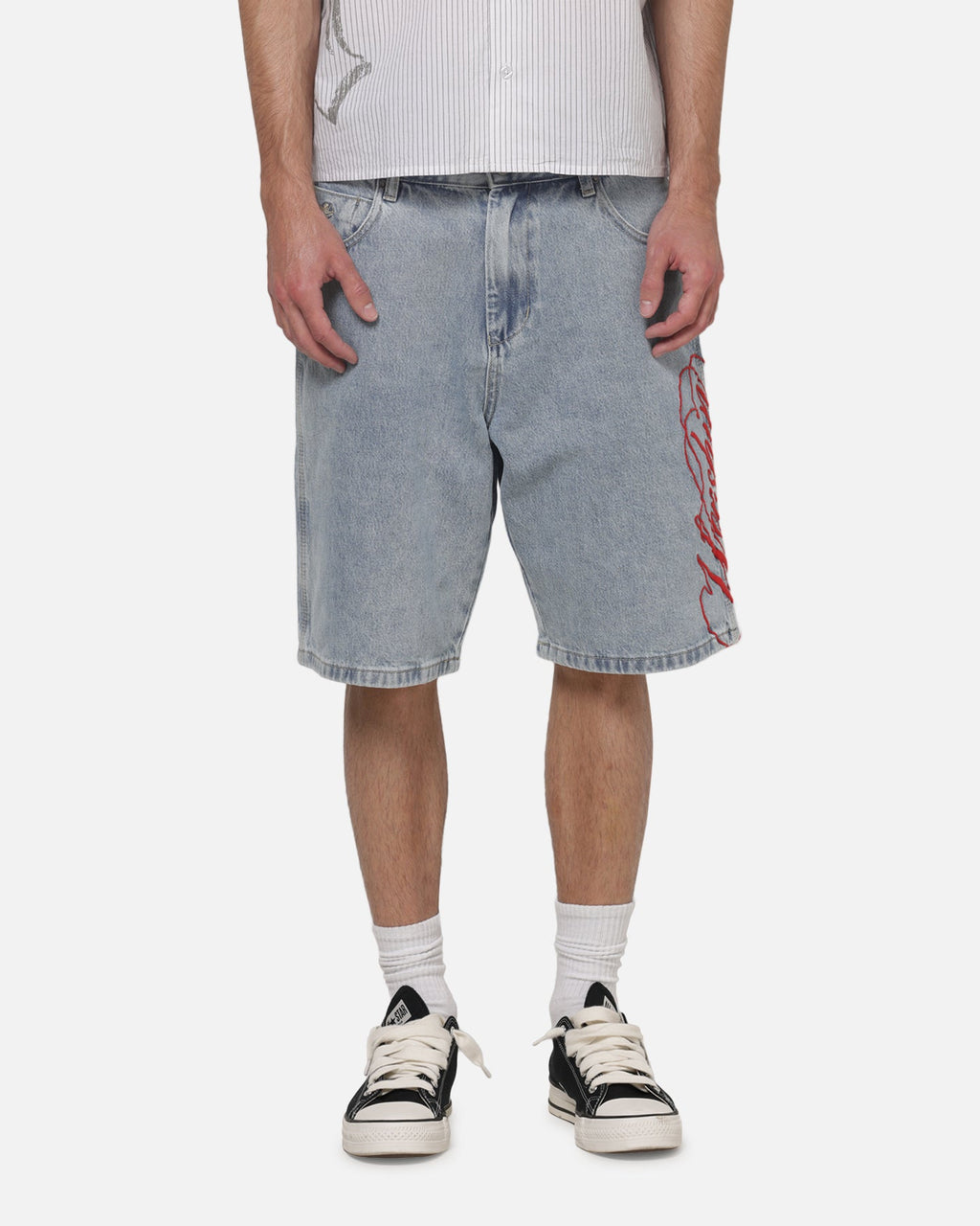 WORSHIP Worship Scripted Big Dawg Jean Shorts Worn Blue