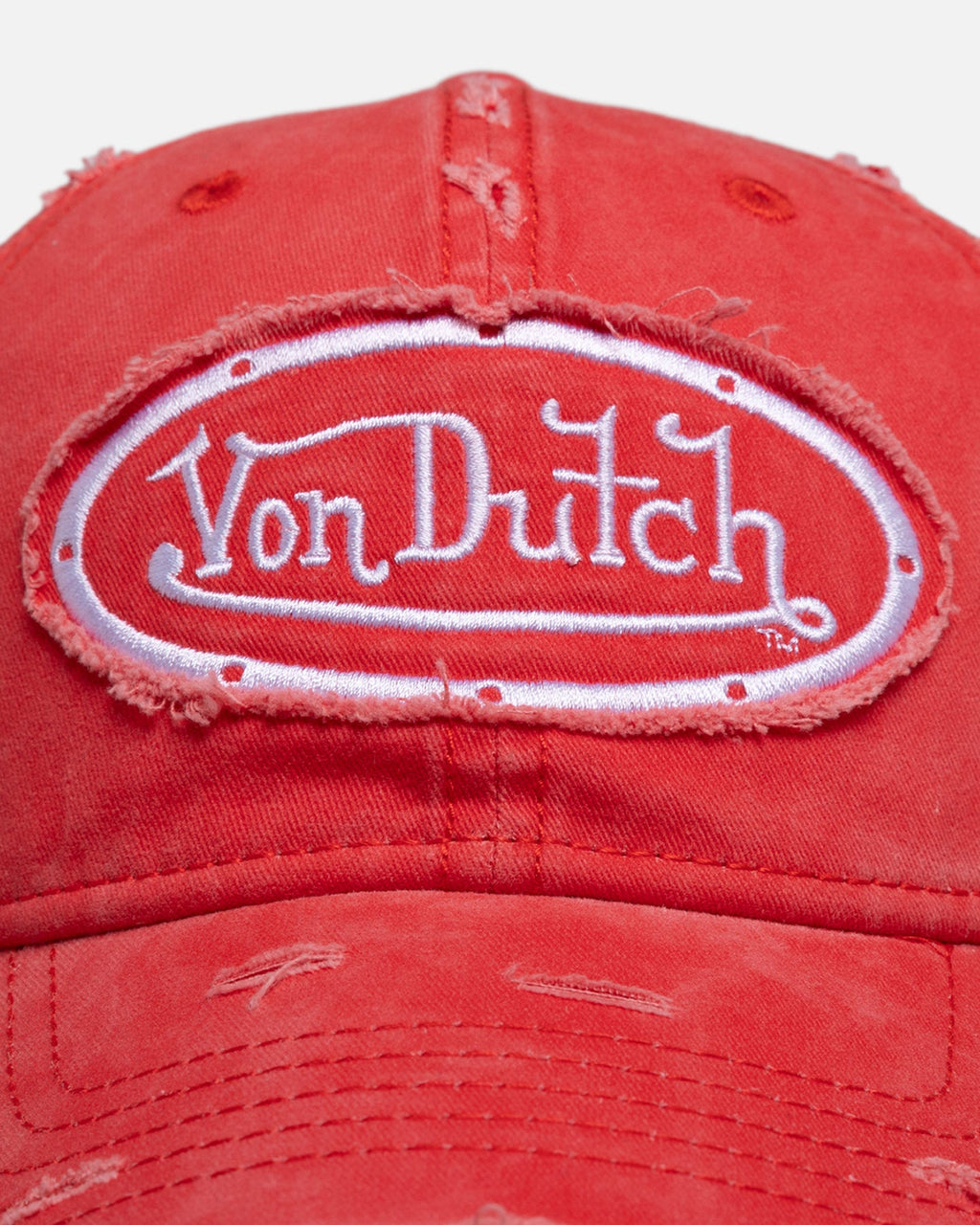 VON DUTCH Von Dutch Distressed Dad Strapback Cap Washed Red