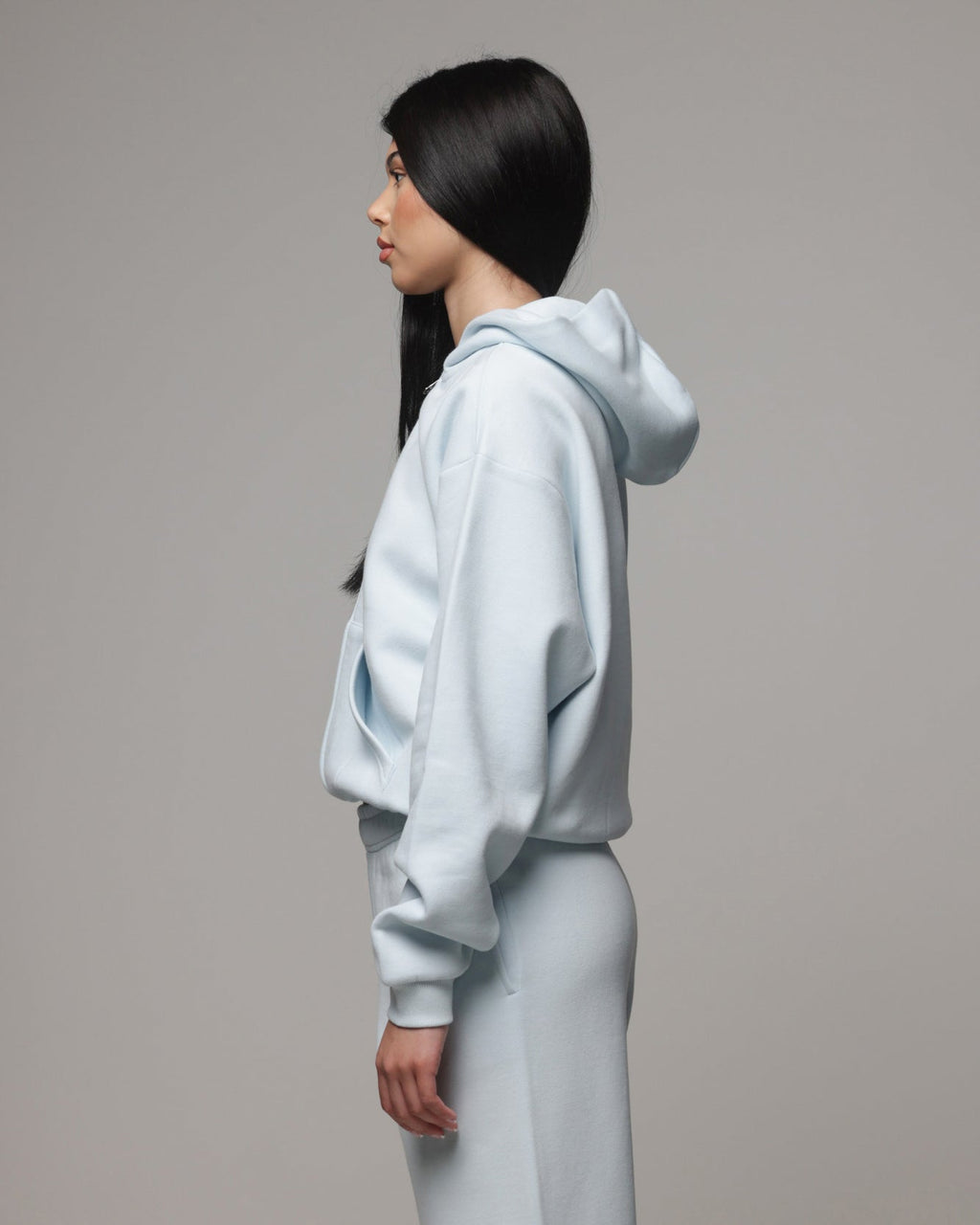 AMERICAN THRIFT American Thrift Women's Classic Zip Hoodie Light Blue
