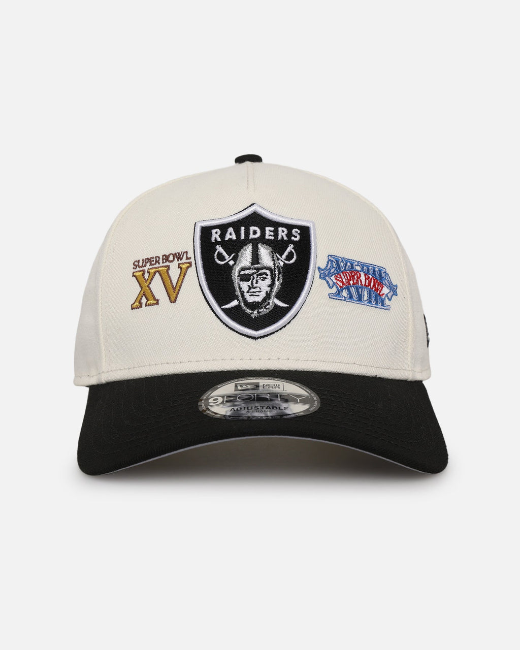 New Era New Era Las Vegas Raiders 'Super Bowl Logos' 9FORTY A-Frame Snapback Chrome