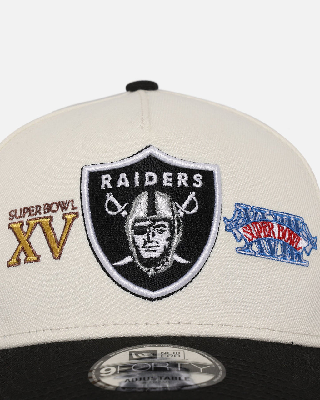 New Era New Era Las Vegas Raiders 'Super Bowl Logos' 9FORTY A-Frame Snapback Chrome