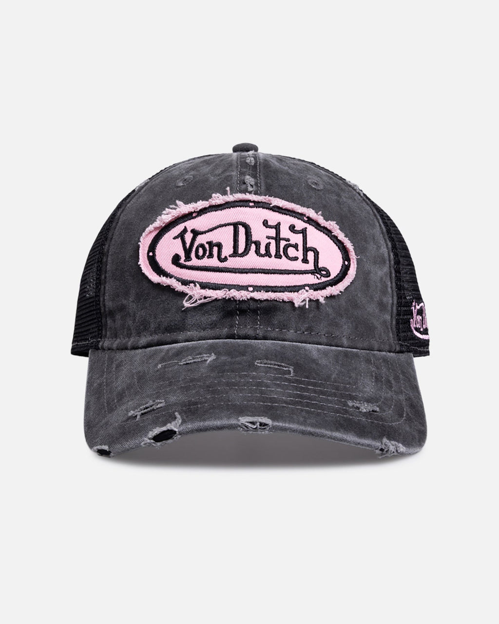 VON DUTCH Von Dutch Distressed Trucker Snapback Black/Pink