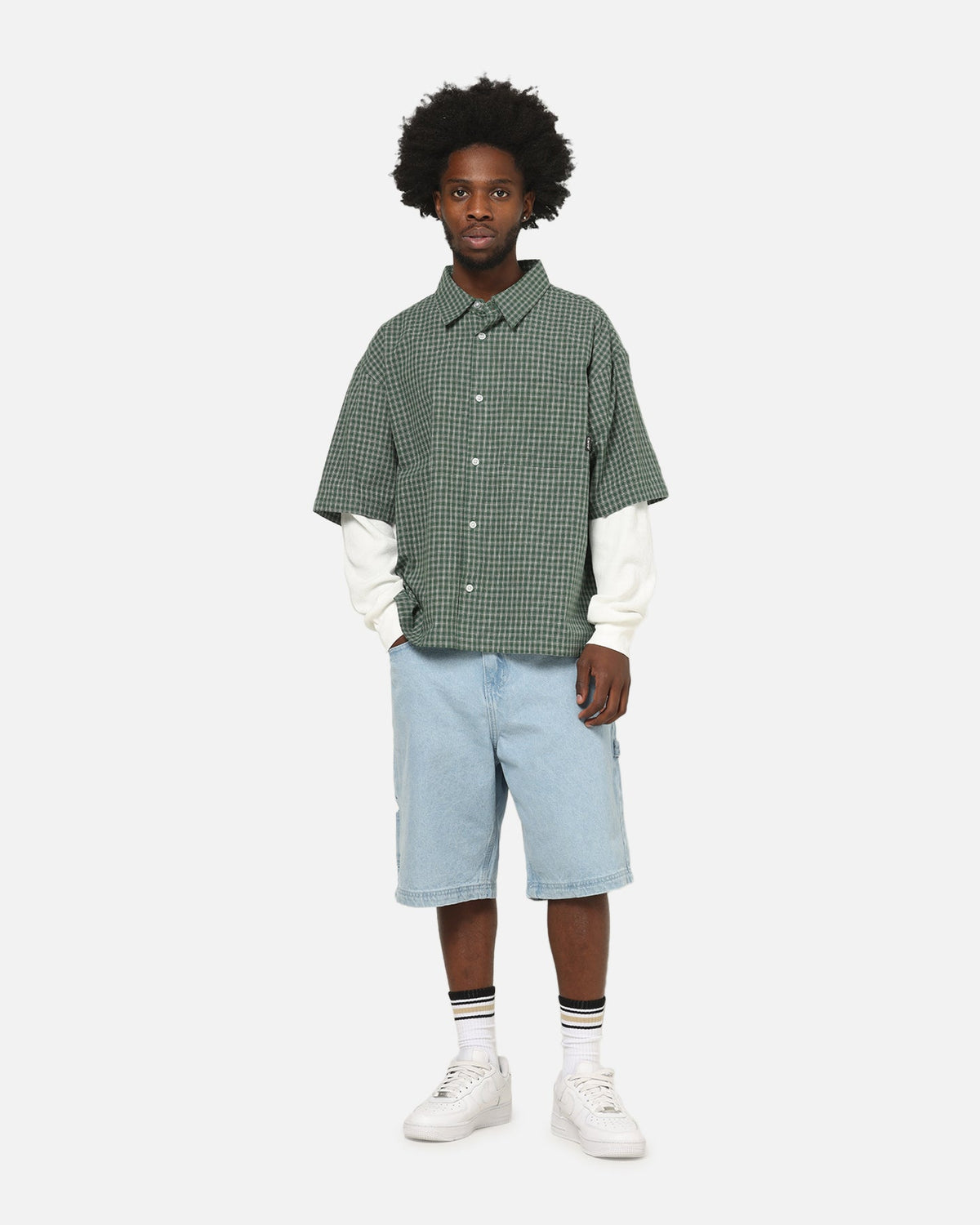 CARRE Carre Archive Layered Shirt Green Plaid