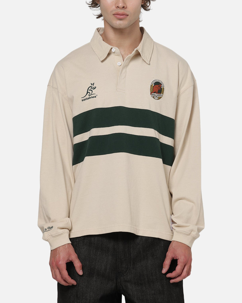 MITCHELL & NESS Mitchell & Ness Wallabies Rugby Long Sleeve Polo Ivory