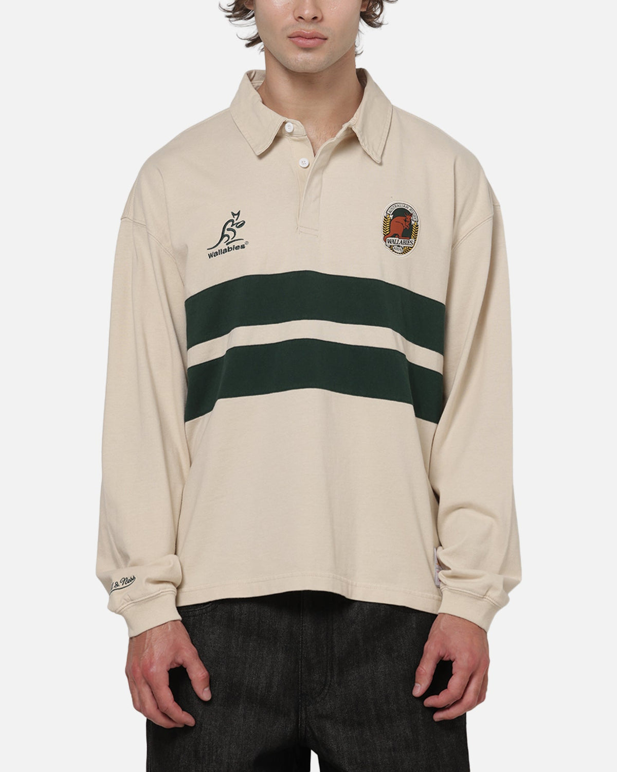 MITCHELL & NESS Mitchell & Ness Wallabies Rugby Long Sleeve Polo Ivory