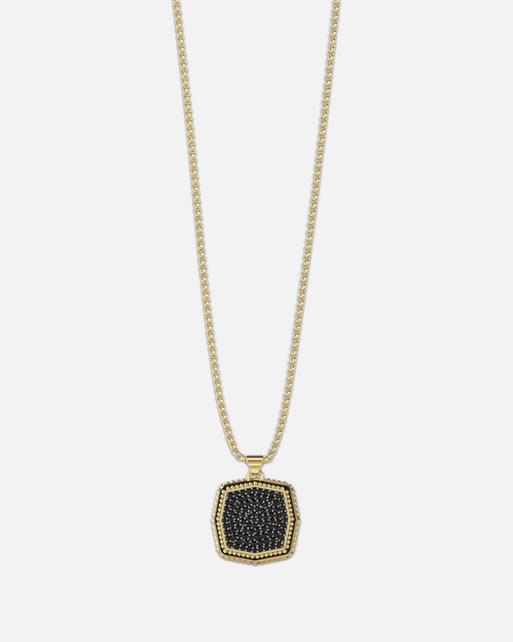 GUESS MAINLINE Classic Guess Mainline Back To Black Octagon Necklace Black/Gold