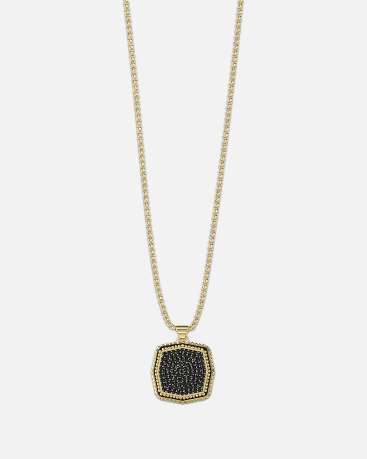 GUESS MAINLINE Classic Guess Mainline Back To Black Octagon Necklace Black/Gold