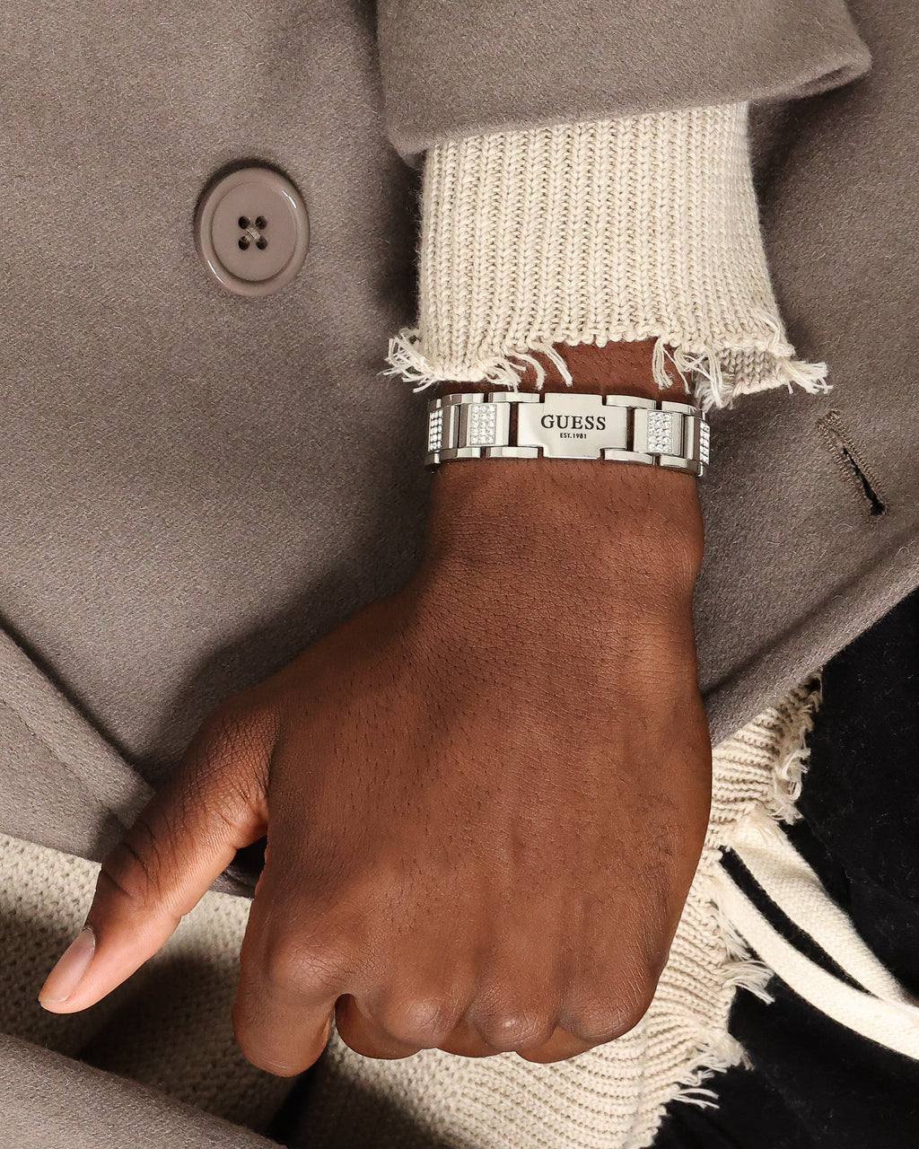 GUESS MAINLINE Authentic Guess Mainline Frontier 15MM Crystal Bracelet Silver