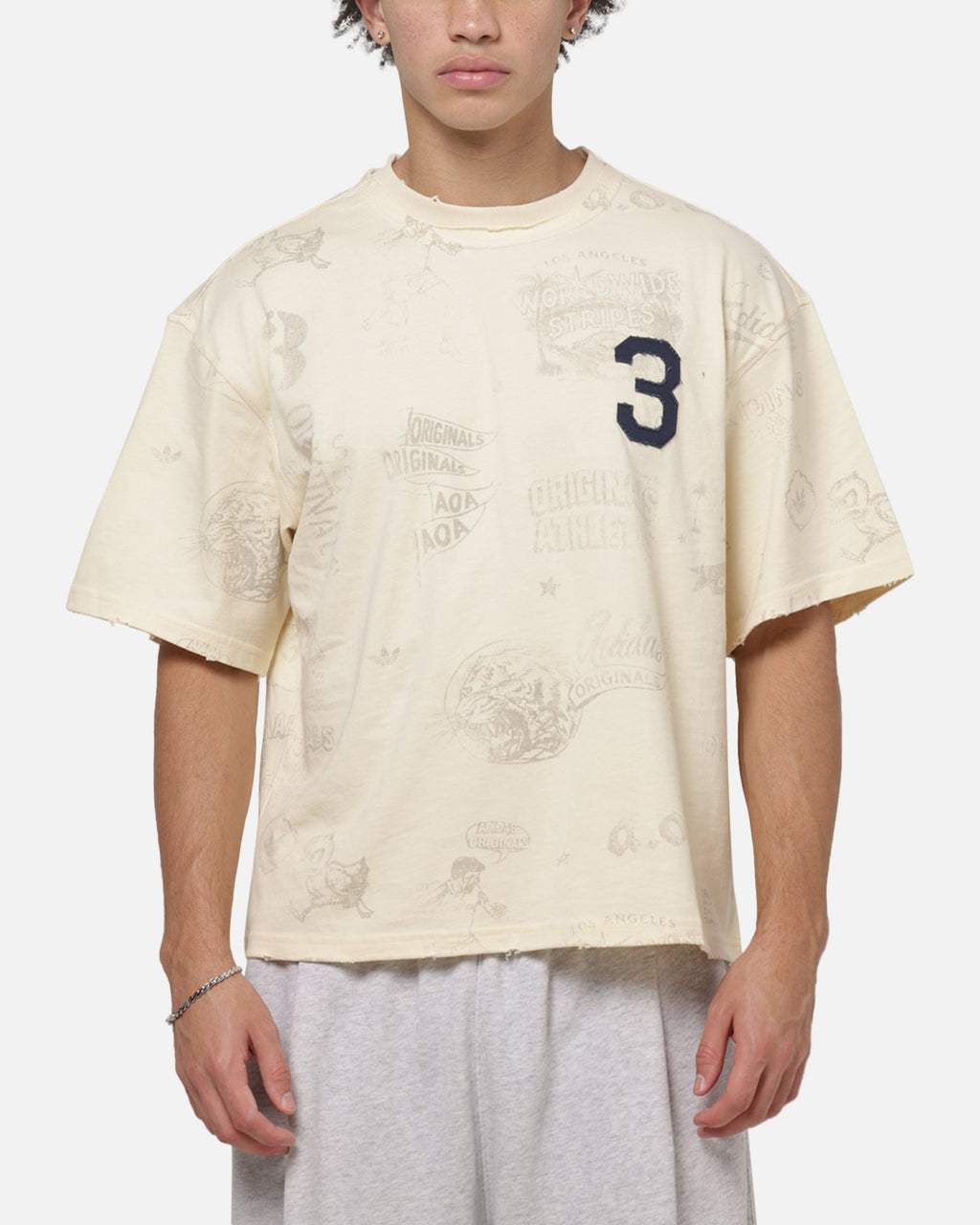 ADIDAS Adidas Vintage All Over Print T-Shirt Night Indigo
