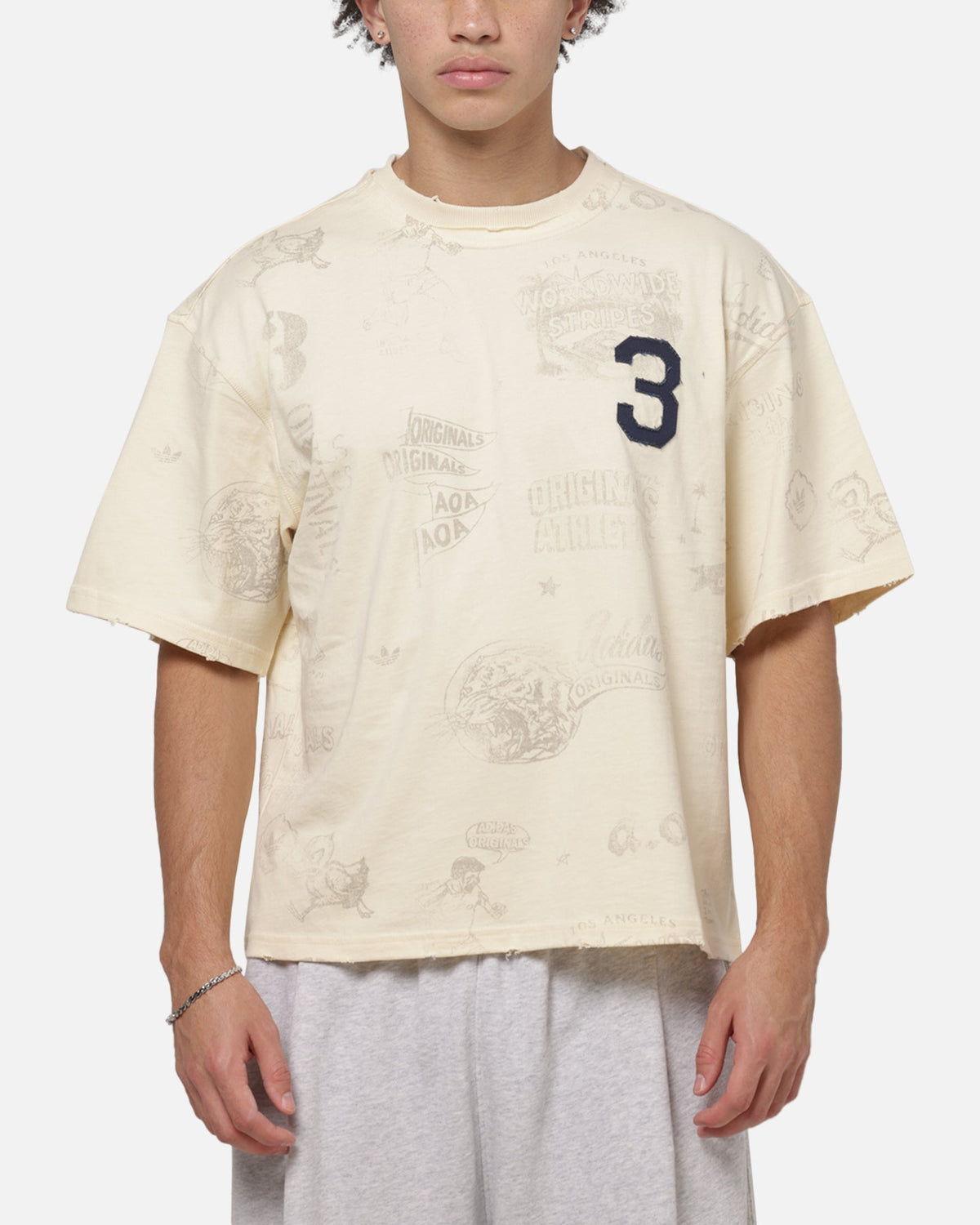 ADIDAS Adidas Vintage All Over Print T-Shirt Night Indigo