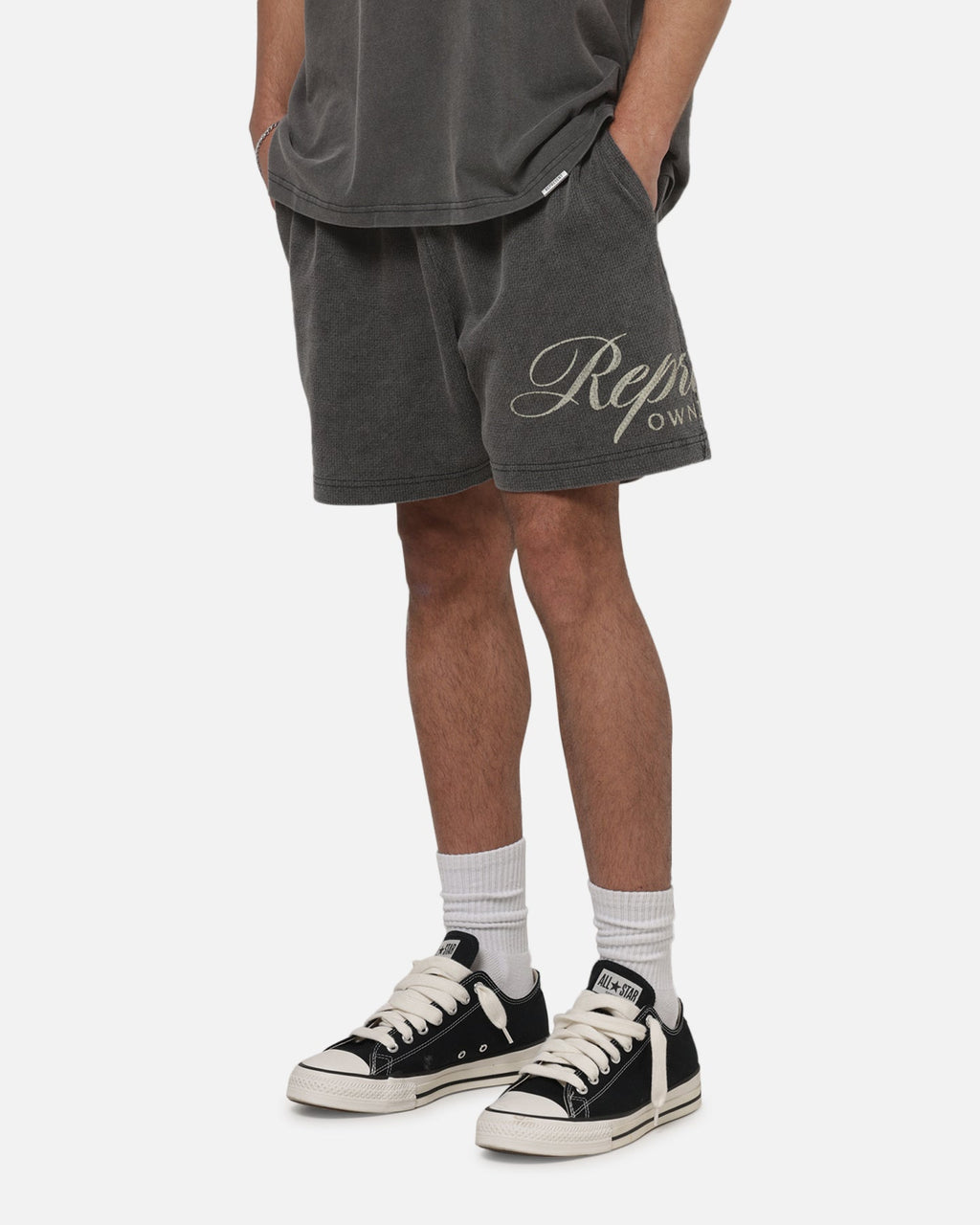 REPRESENT Represent Owners Club Script Shorts Vintage Grey