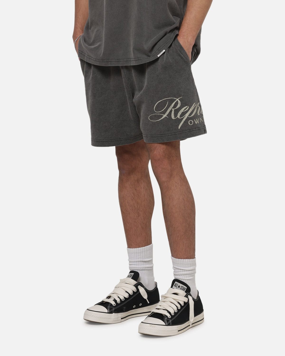 REPRESENT Represent Owners Club Script Shorts Vintage Grey