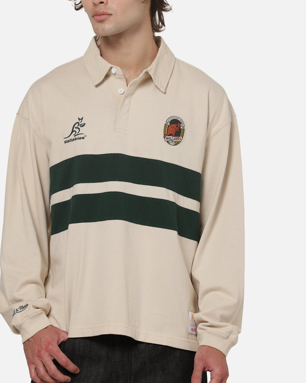 MITCHELL & NESS Mitchell & Ness Wallabies Rugby Long Sleeve Polo Ivory