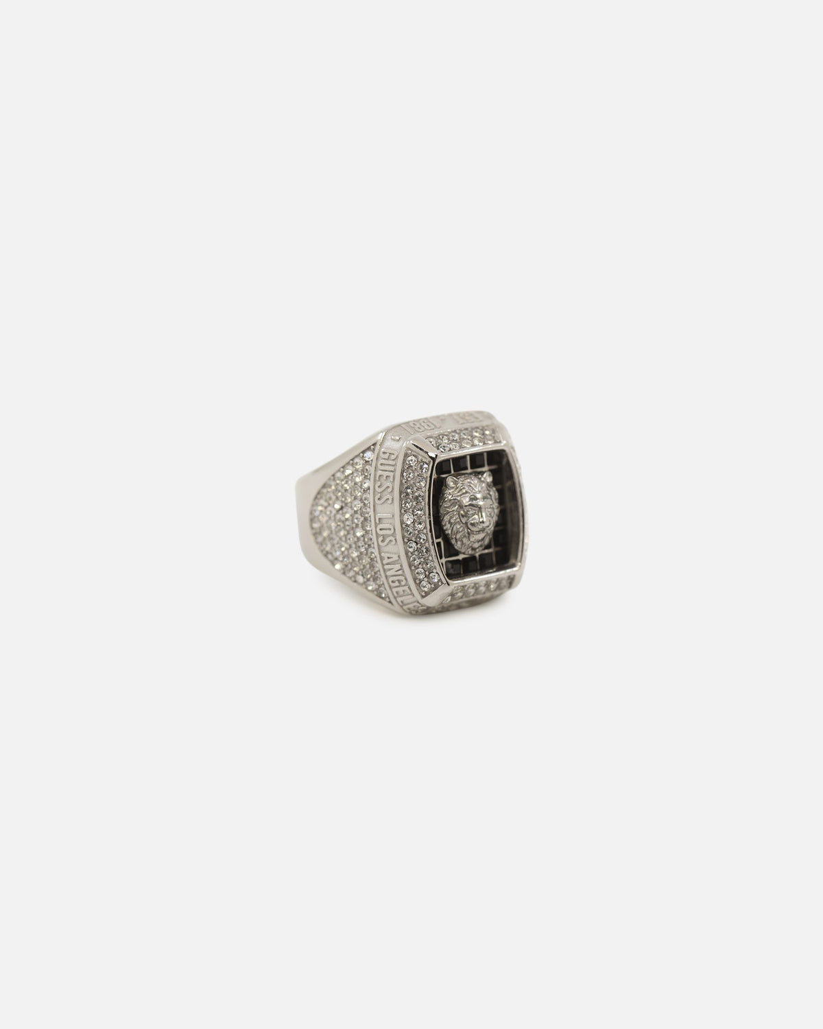 GUESS MAINLINE Authentic Guess Mainline 14mm Lion Pave Signet Ring Silver