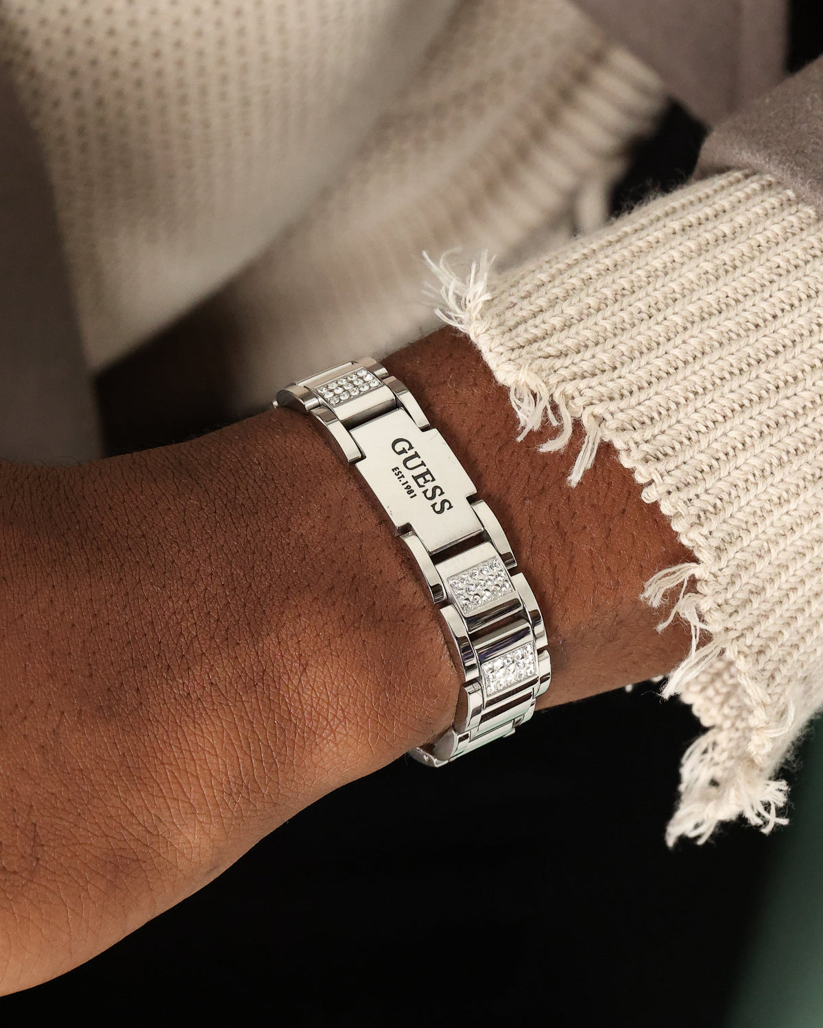 GUESS MAINLINE Authentic Guess Mainline Frontier 15MM Crystal Bracelet Silver