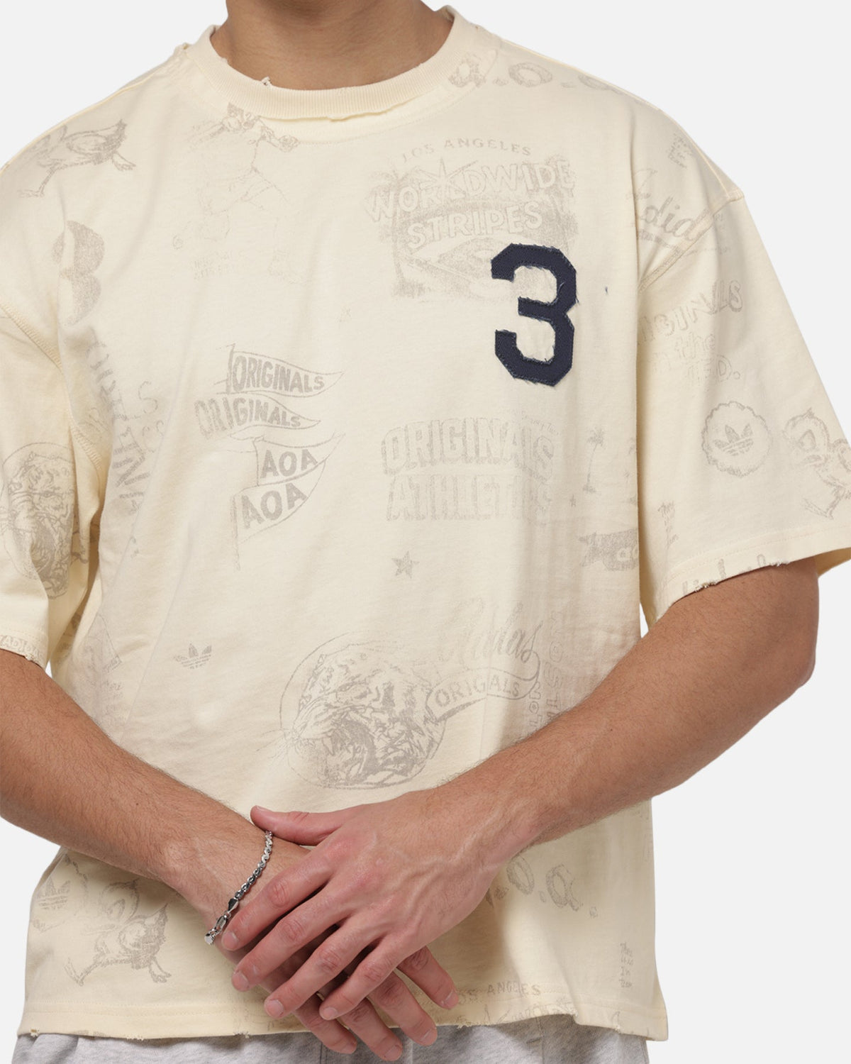 ADIDAS Adidas Vintage All Over Print T-Shirt Night Indigo