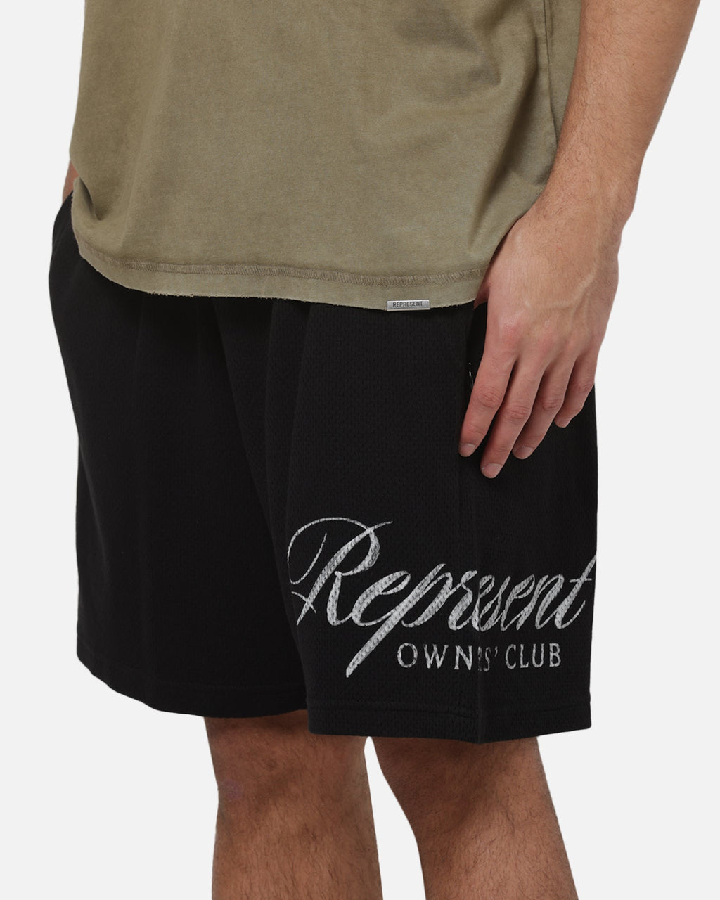 REPRESENT Represent Owners Club Script Mesh Shorts Black