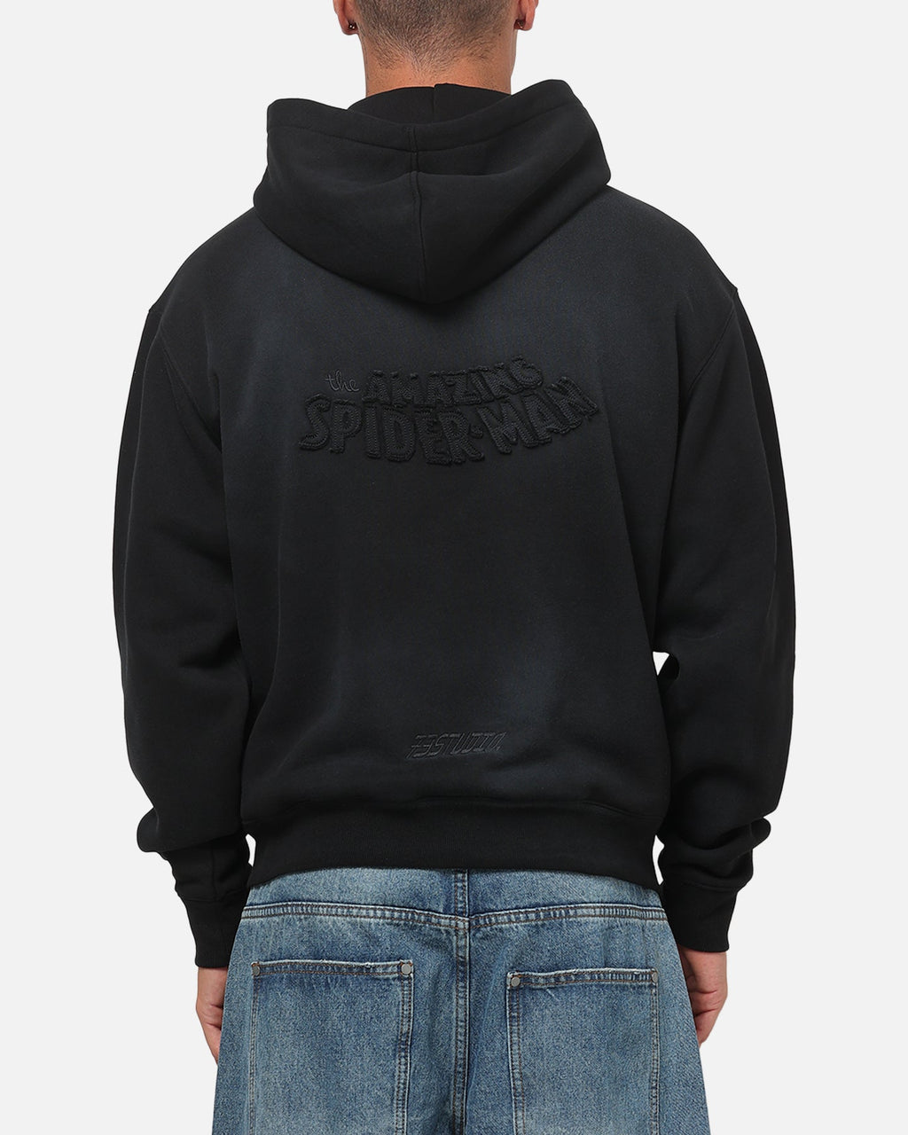 73Studio 73Studio Marvel Spider-Man Battle Torn Zip Hoodie Washed Black