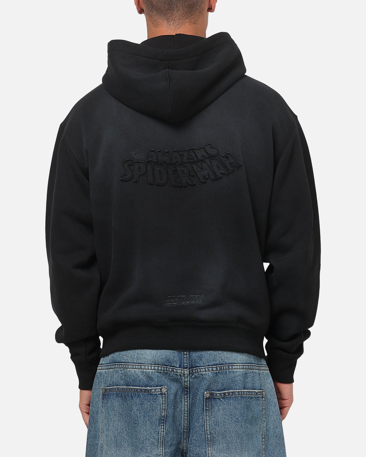 73Studio 73Studio Marvel Spider-Man Battle Torn Zip Hoodie Washed Black
