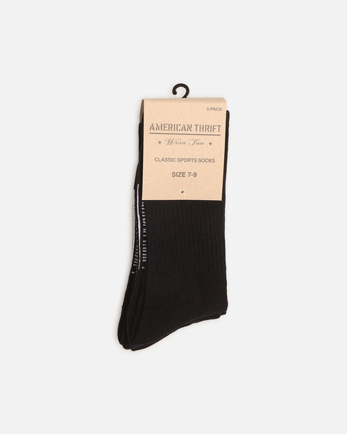 AMERICAN THRIFT American Thrift Classic Crew Socks 3 Pack Black