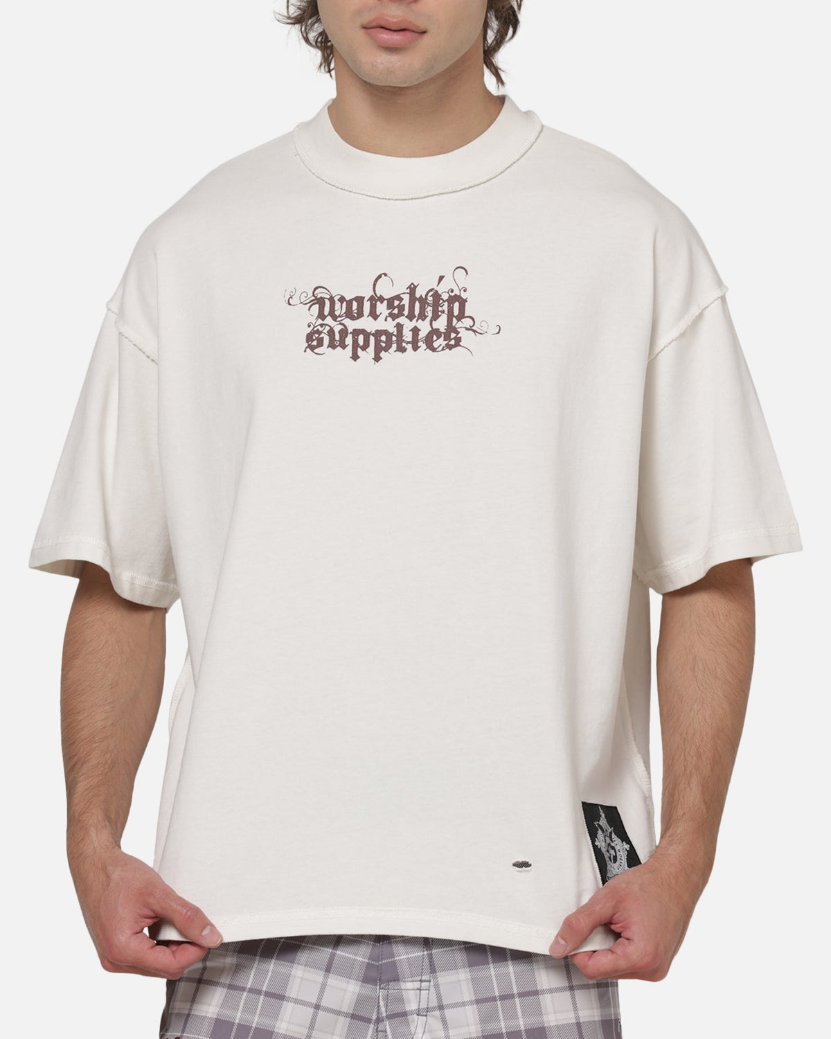 WORSHIP Worship Restraint Box Crop Reverse T-Shirt Coconut Milk