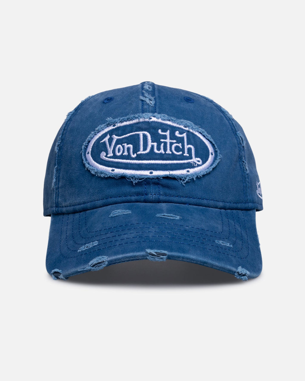 VON DUTCH Von Dutch Distressed Dad Strapback Washed Navy