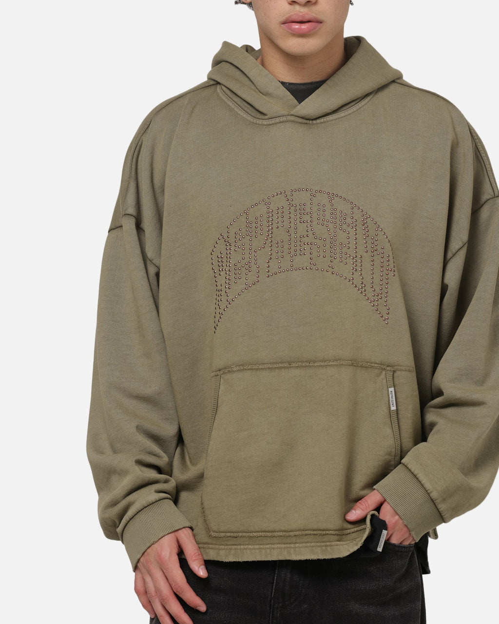 REPRESENT Represent Embellished Hoodie Vintage Khaki