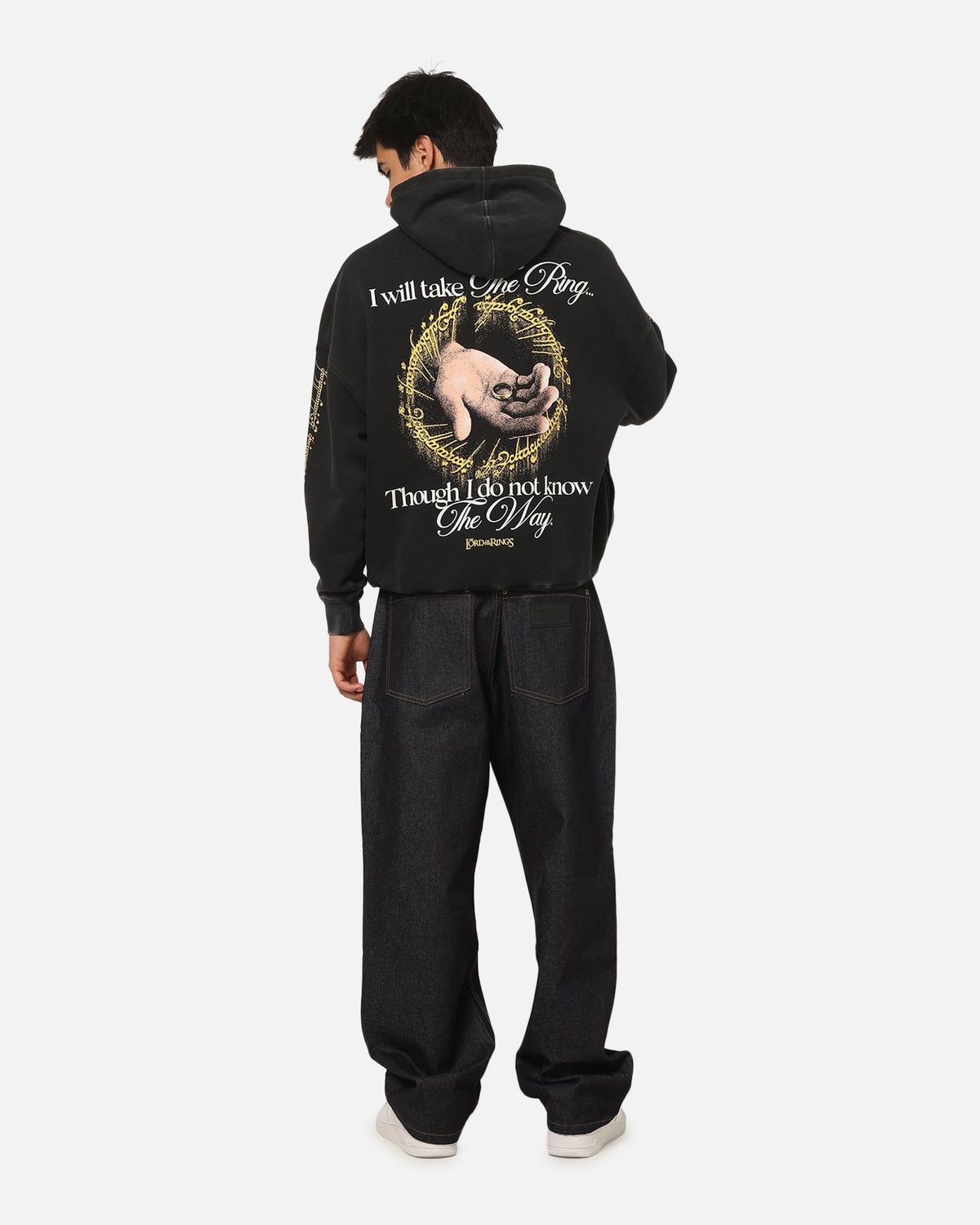 73Studio 73Studio X The Lord Of The Rings The Ring Hoodie Black Acidwash