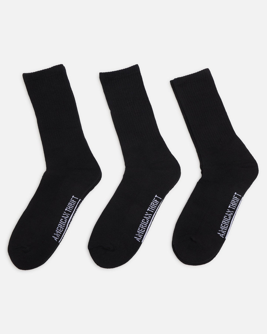 AMERICAN THRIFT American Thrift Classic Crew Socks 3 Pack Black