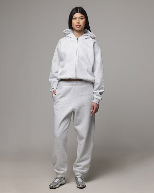 AMERICAN THRIFT American Thrift Women's Classic Zip Hoodie Grey Heather