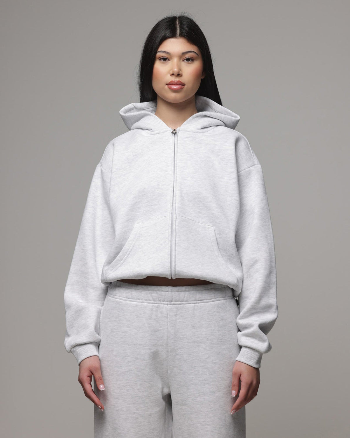 AMERICAN THRIFT American Thrift Women's Classic Zip Hoodie Grey Heather