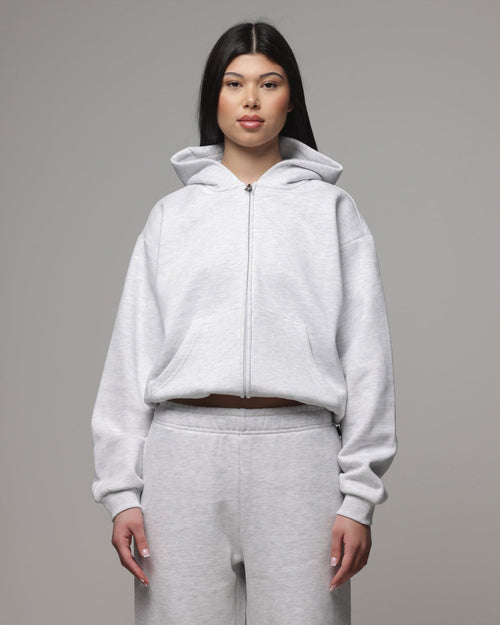 AMERICAN THRIFT American Thrift Women's Classic Zip Hoodie Grey Heather