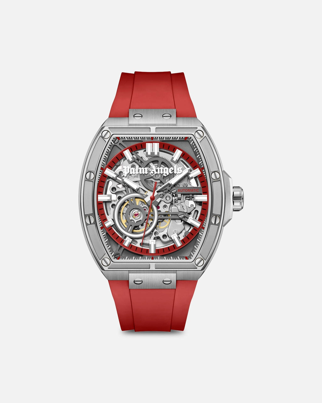 Palm Angels Official Palm Angeles Pulse Watch Red/Silver