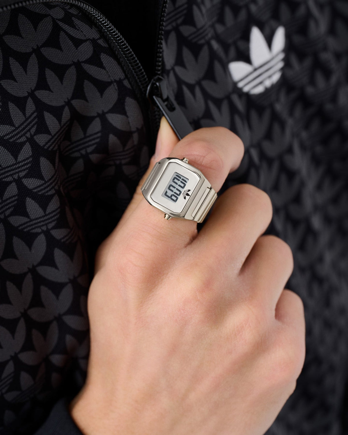 ADIDAS Adidas Digital Two Ring Watch Silver