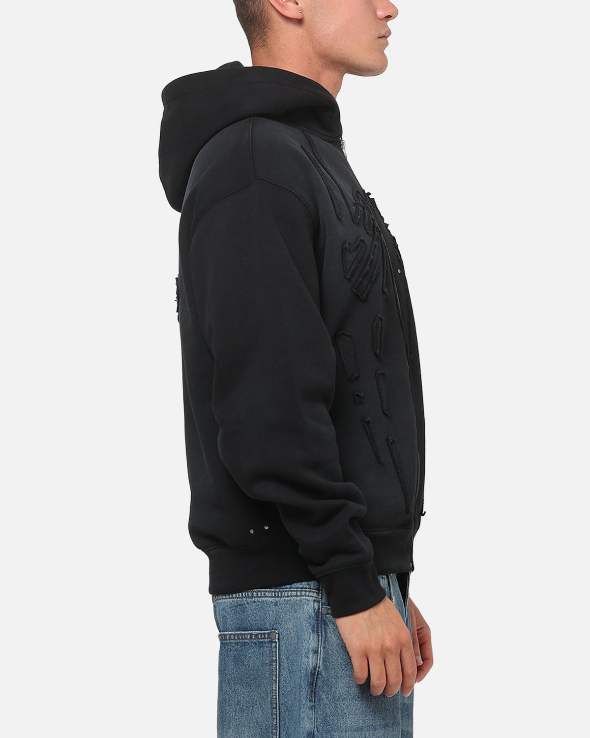 73Studio 73Studio Marvel Spider-Man Battle Torn Zip Hoodie Washed Black