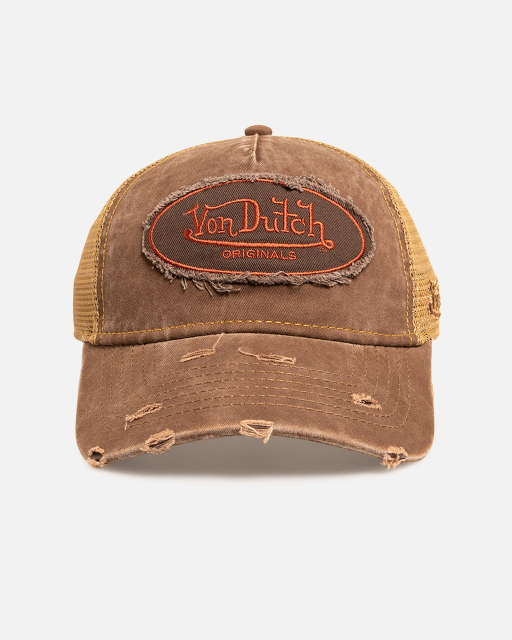 VON DUTCH Classic Von Dutch Oval Distressed Trucker Snapback Maroon