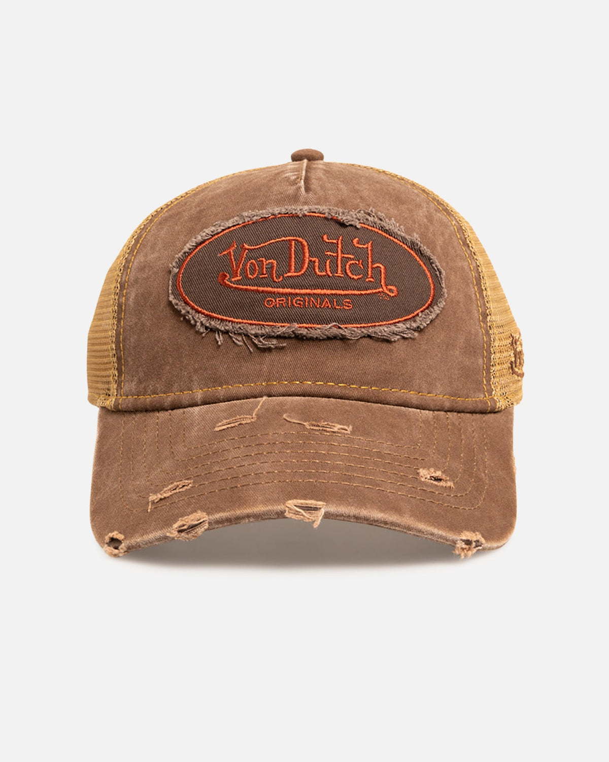 VON DUTCH Classic Von Dutch Oval Distressed Trucker Snapback Maroon