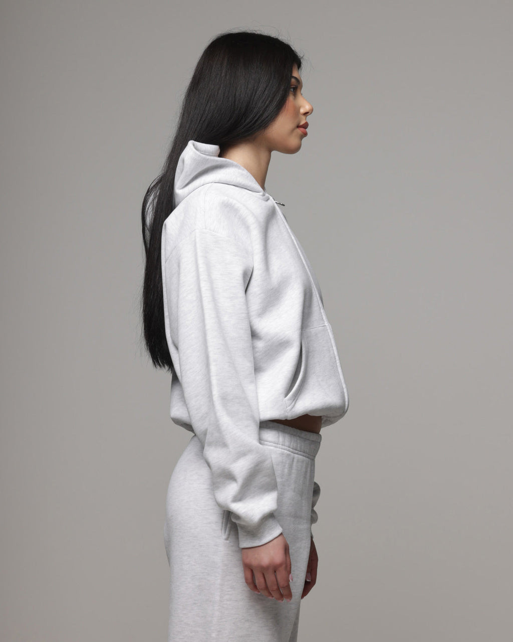 AMERICAN THRIFT American Thrift Women's Classic Zip Hoodie Grey Heather
