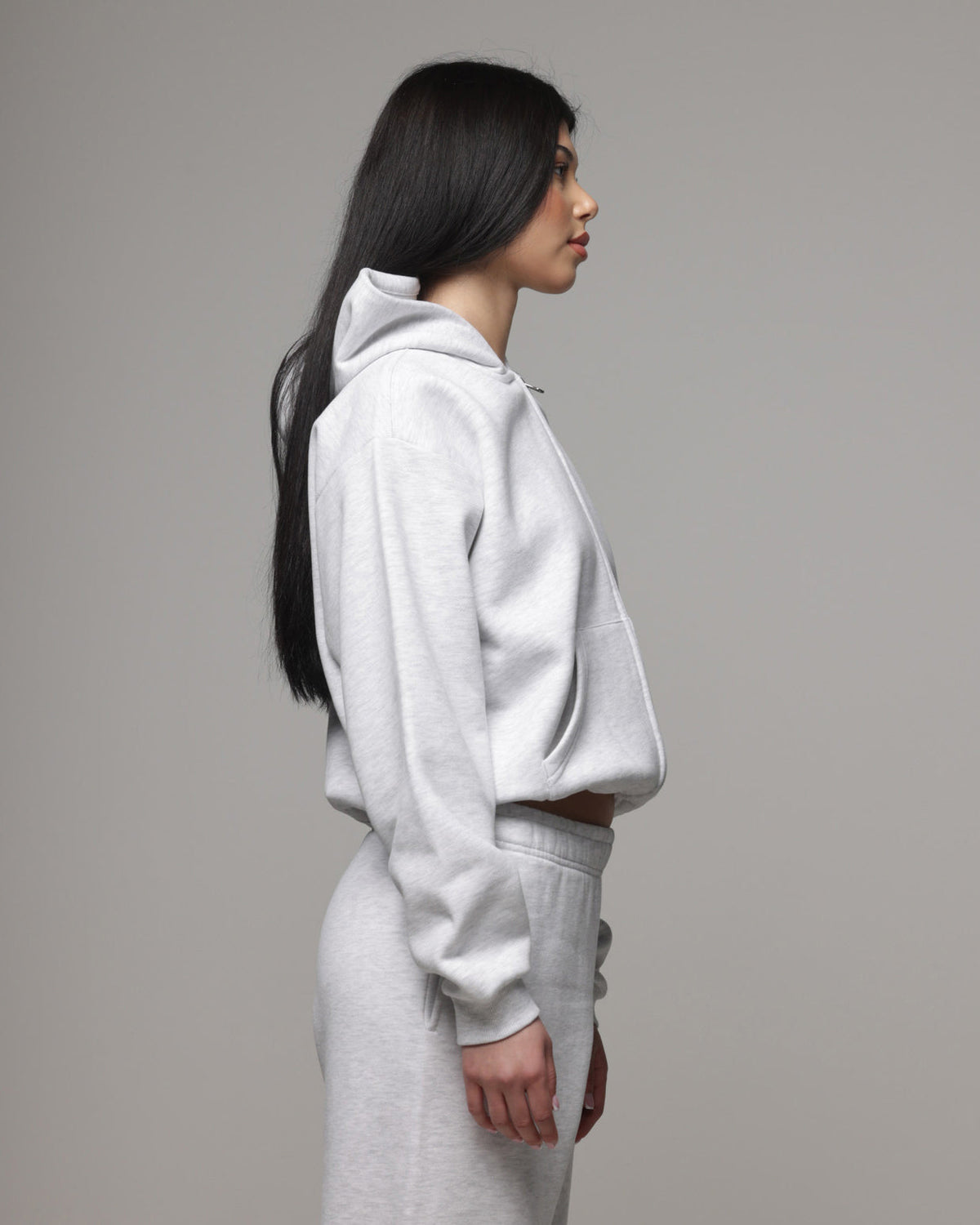 AMERICAN THRIFT American Thrift Women's Classic Zip Hoodie Grey Heather
